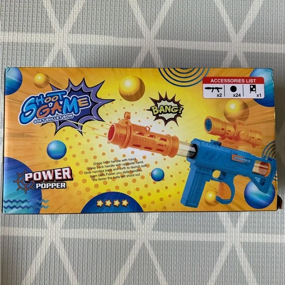 New in Box! Power Popper Kids Toy Blaster - Blue/Orange - Picture 1 of 4